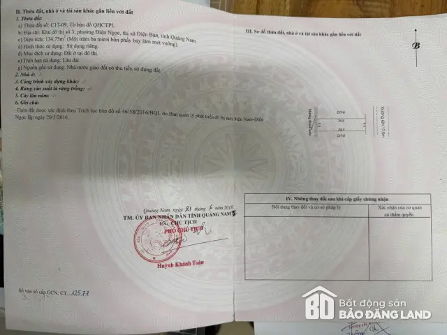 Sổ đỏ bán lô đất 134,8 m² đường Lê Đức Thọ KĐT Số 3 hướng Đông giá 4,3 tỷ