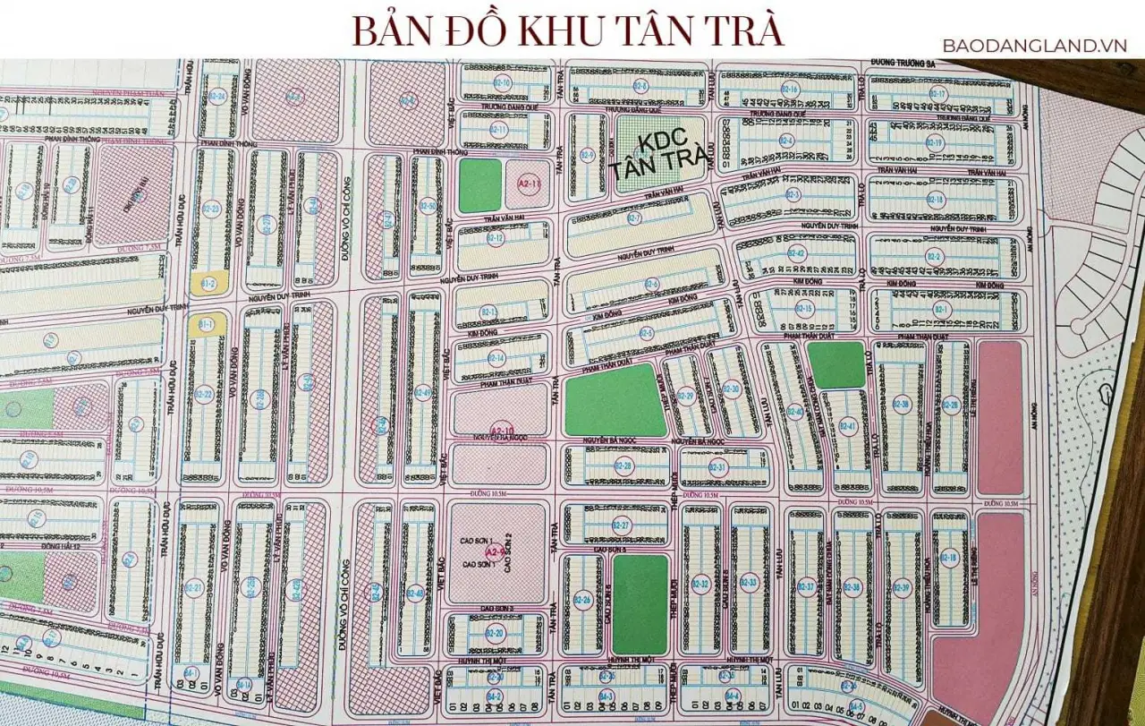 Bản đồ phân lô chi tiết toàn khu Tân Trà Đà Nẵng