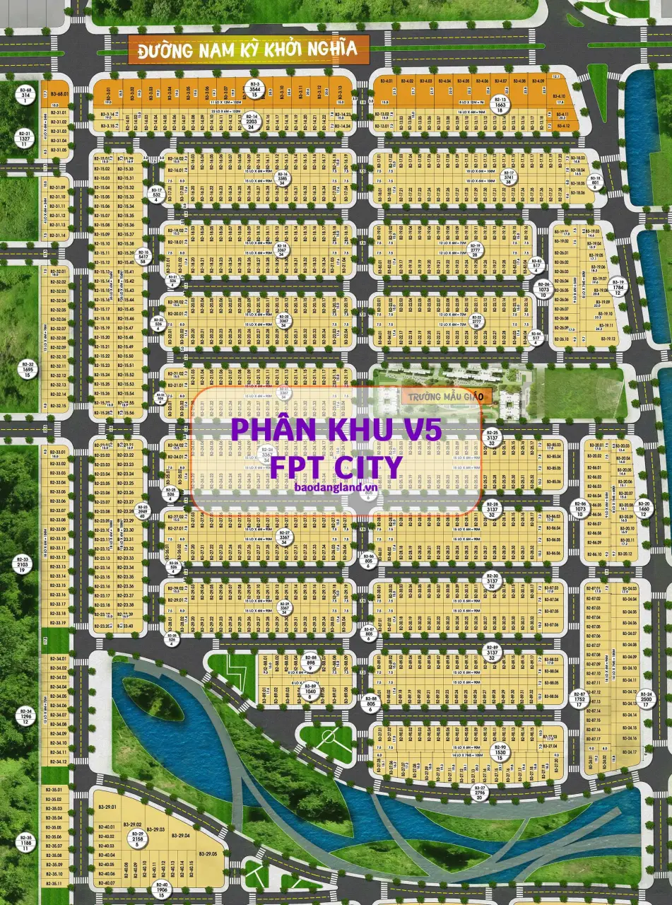 Bản đồ phân khu V5 FPT City – giáp đường Nam Kỳ Khởi Nghĩa