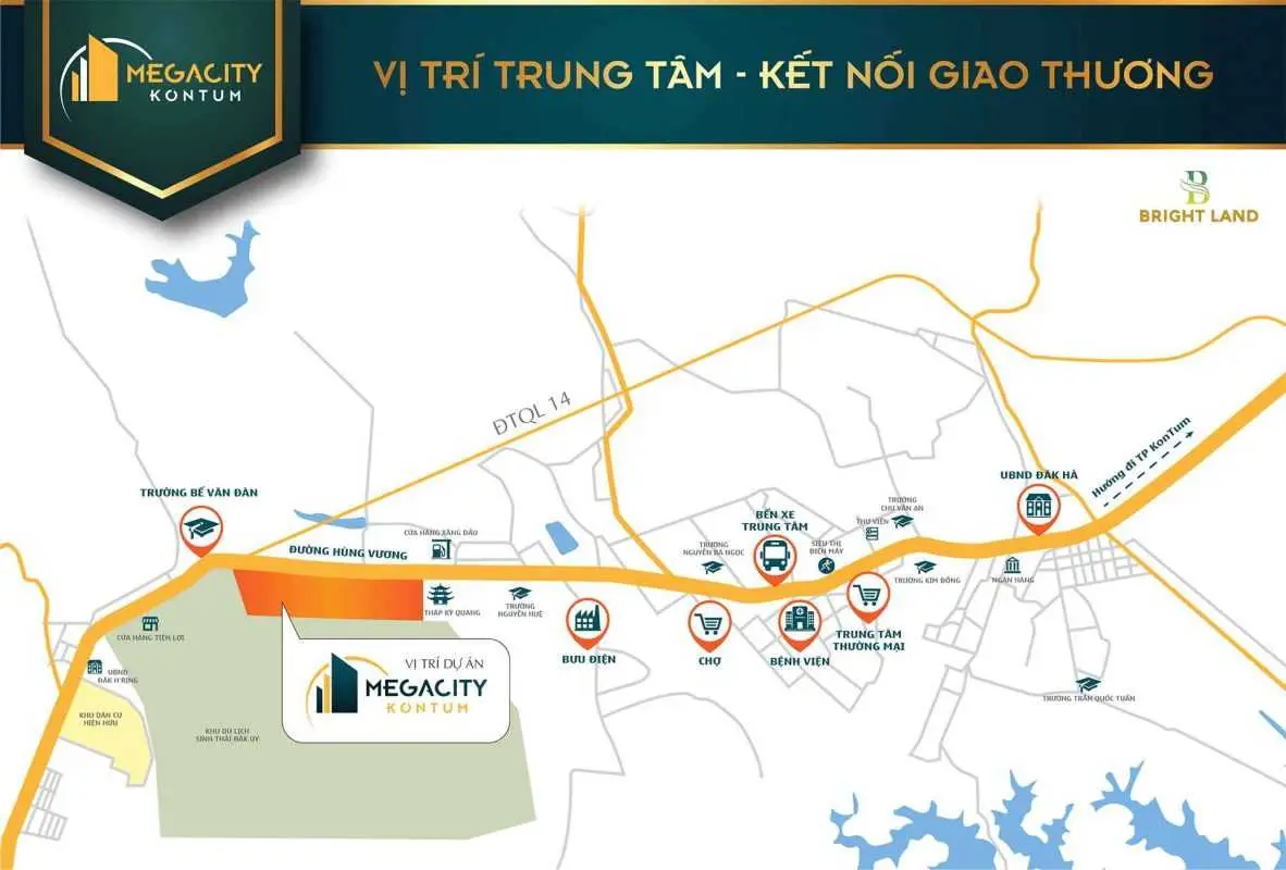 Sơ đồ vị trí kết nối giao thông dự án Mega City Kon Tum
