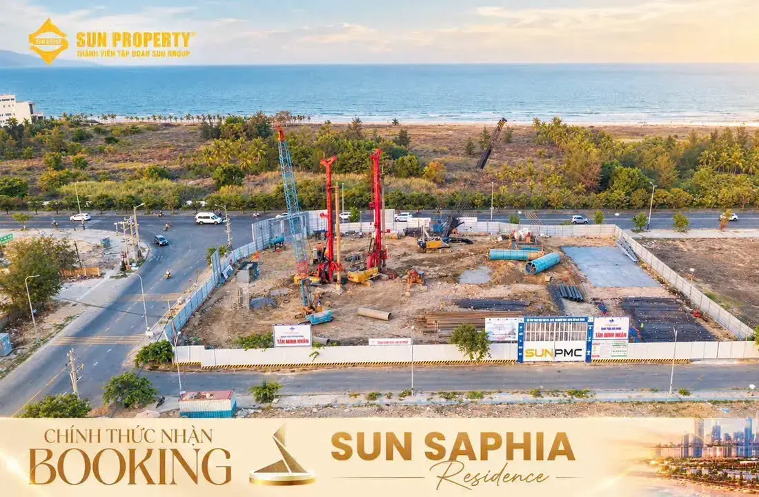 Hiện trường thi công Sun Saphia Residence sát biển Sơn Thủy