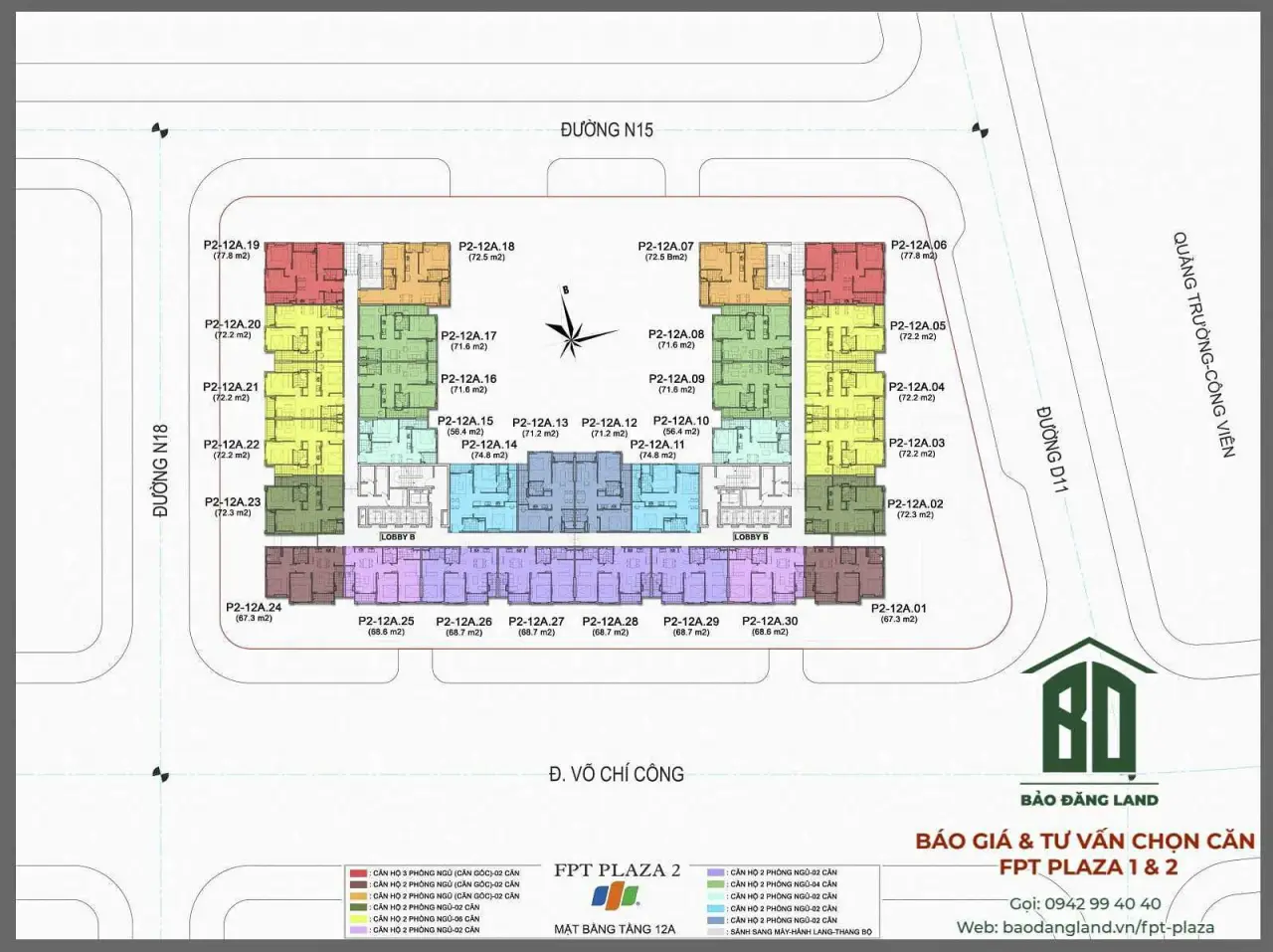 Mặt bằng tầng 12A FPT Plaza 2