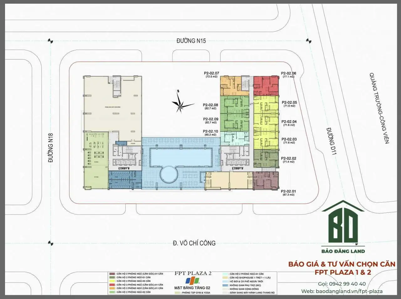 Mặt bằng tầng 2 FPT Plaza 2