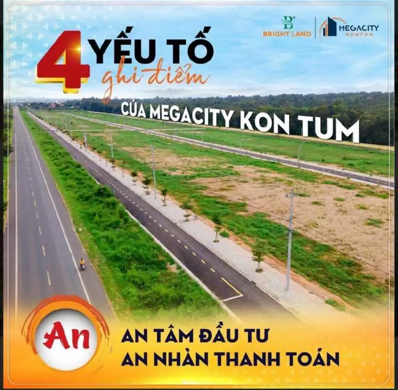 Flycam thực tế dự án Mega City Kon Tum với hạ tầng đường nhựa và cây xanh