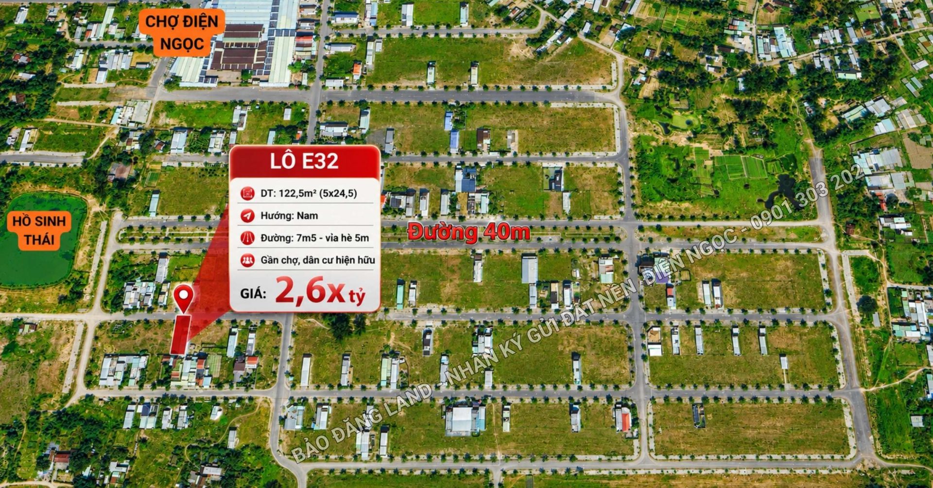 Bán đất KĐT Số 9 Gần Chợ – Lô E32-04 – 122,5m² – Giá tốt nhất 2,6x tỷ
